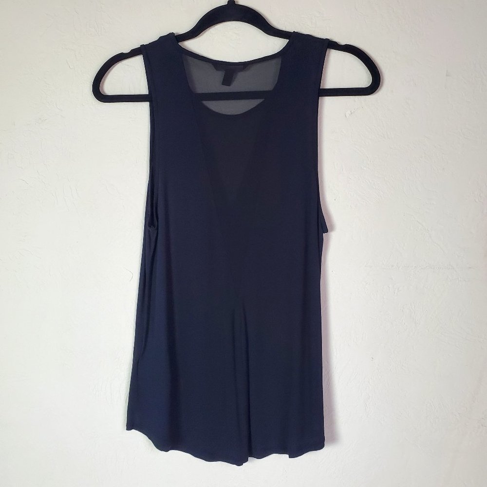 Banana Republic Black Sleeveless Top Sheer V-Shape Panel Front & Back Date Night